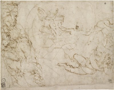 Recto: Entwurf für den unteren Teil einer Komposition der Auferstehung, WA1846.199 von Raffaello Sanzio Raphael